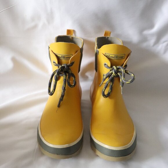 Wind River Womens Yellow Sz 8 Pull On Lace Up Rubber Waterproof Rain Boots - Picture 2 of 9